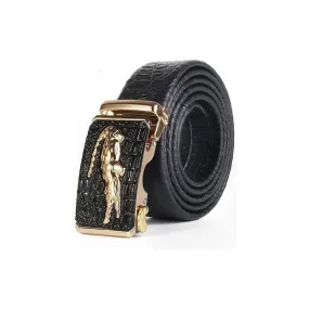 LuxeGator Exotic Croc Pattern Leather Alligator Belt