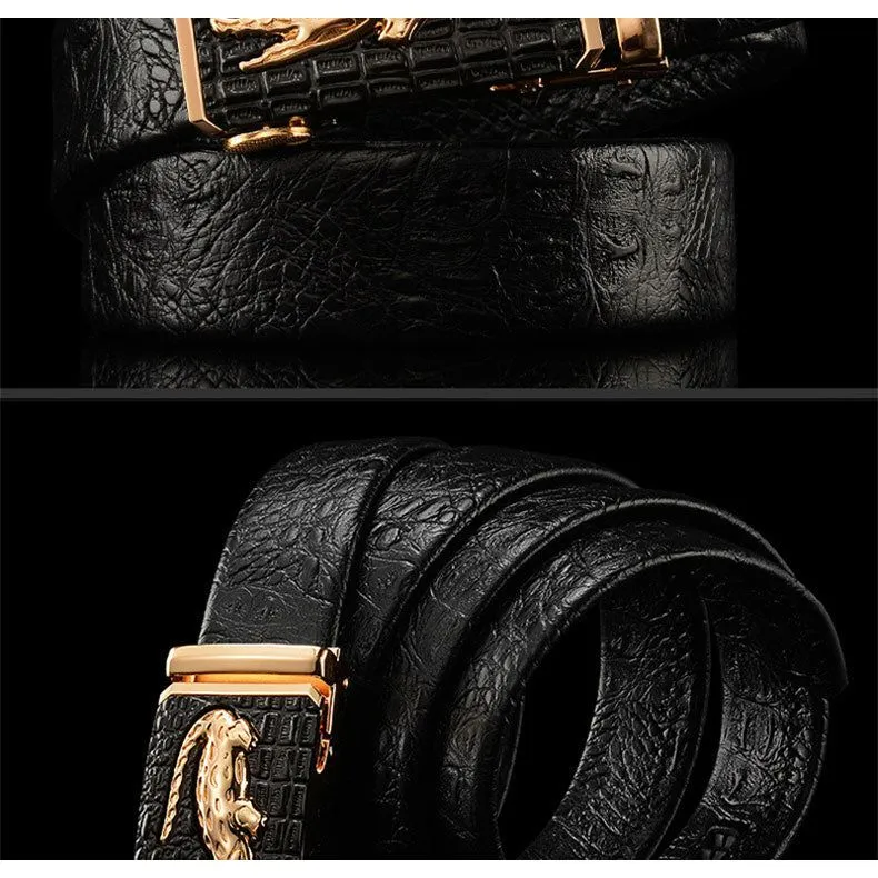 LuxeGator Exotic Croc Pattern Leather Alligator Belt