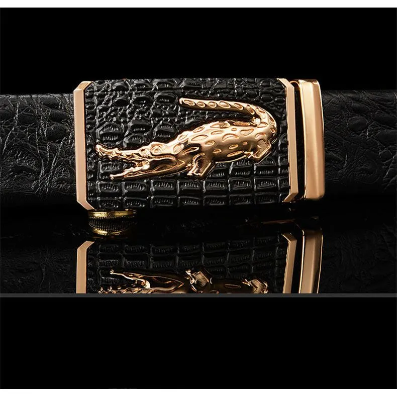 LuxeGator Exotic Croc Pattern Leather Alligator Belt