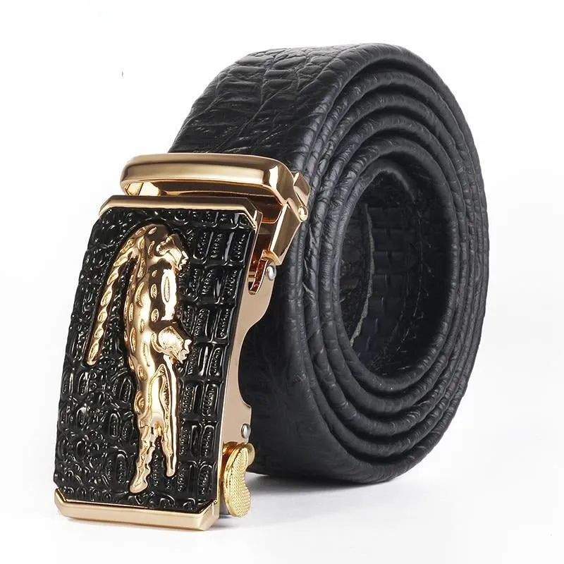 LuxeGator Exotic Croc Pattern Leather Alligator Belt