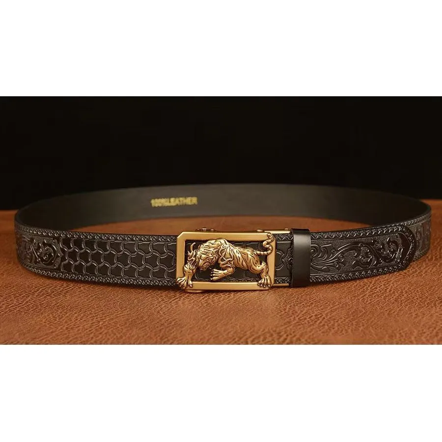 LuxeTiger Gold Buckle Belt