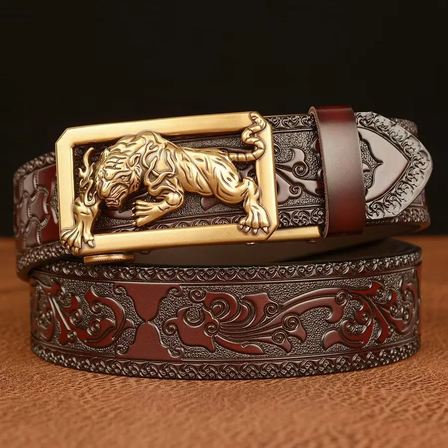 LuxeTiger Gold Buckle Belt