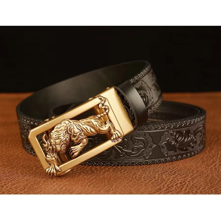 LuxeTiger Gold Buckle Belt