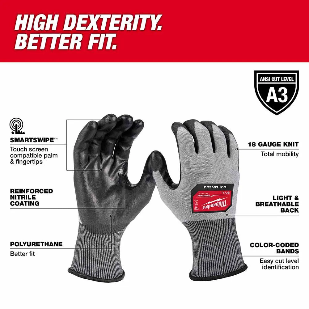 Milwaukee 48-73-8731 High Dexterity A3 Polyurethane Dipped Gloves - Medium