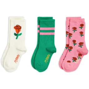 Mini Rodini Multi Roses 3-Pack Socks