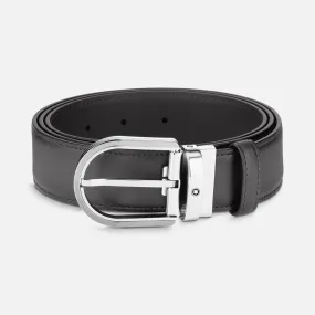 Montblanc Horseshoe Buckle 35 mm Gray Leather Belt 129437