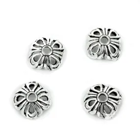 Open Square Flower Bead Cap in Sterling Silver 8mm