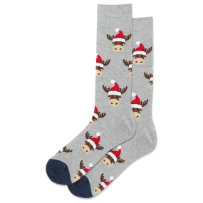 "Moose Head" Cotton Crew Socks by Hot Sox - Large