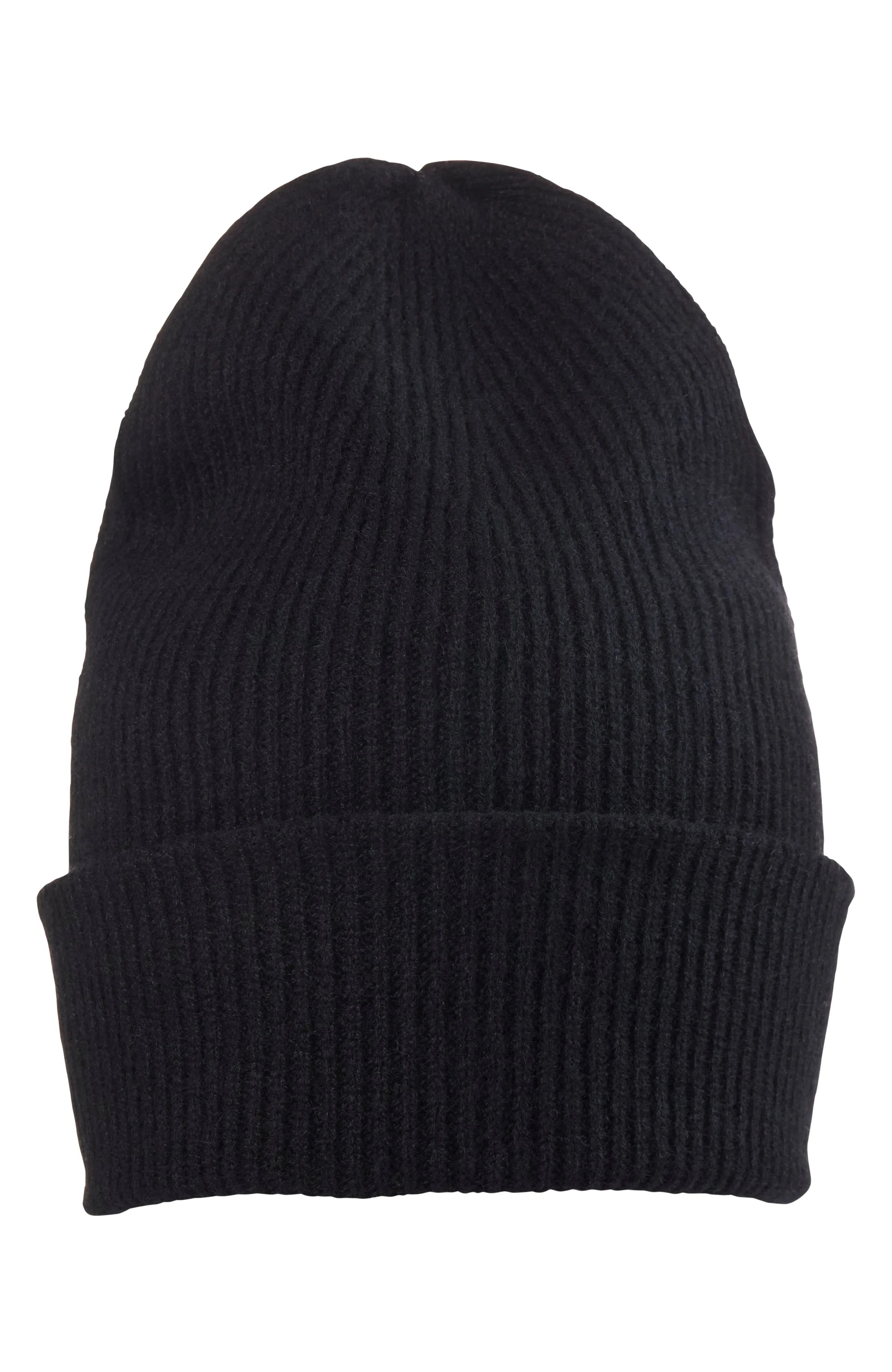 RIBBED CUFFED CASHMERE SLOUCHY HAT