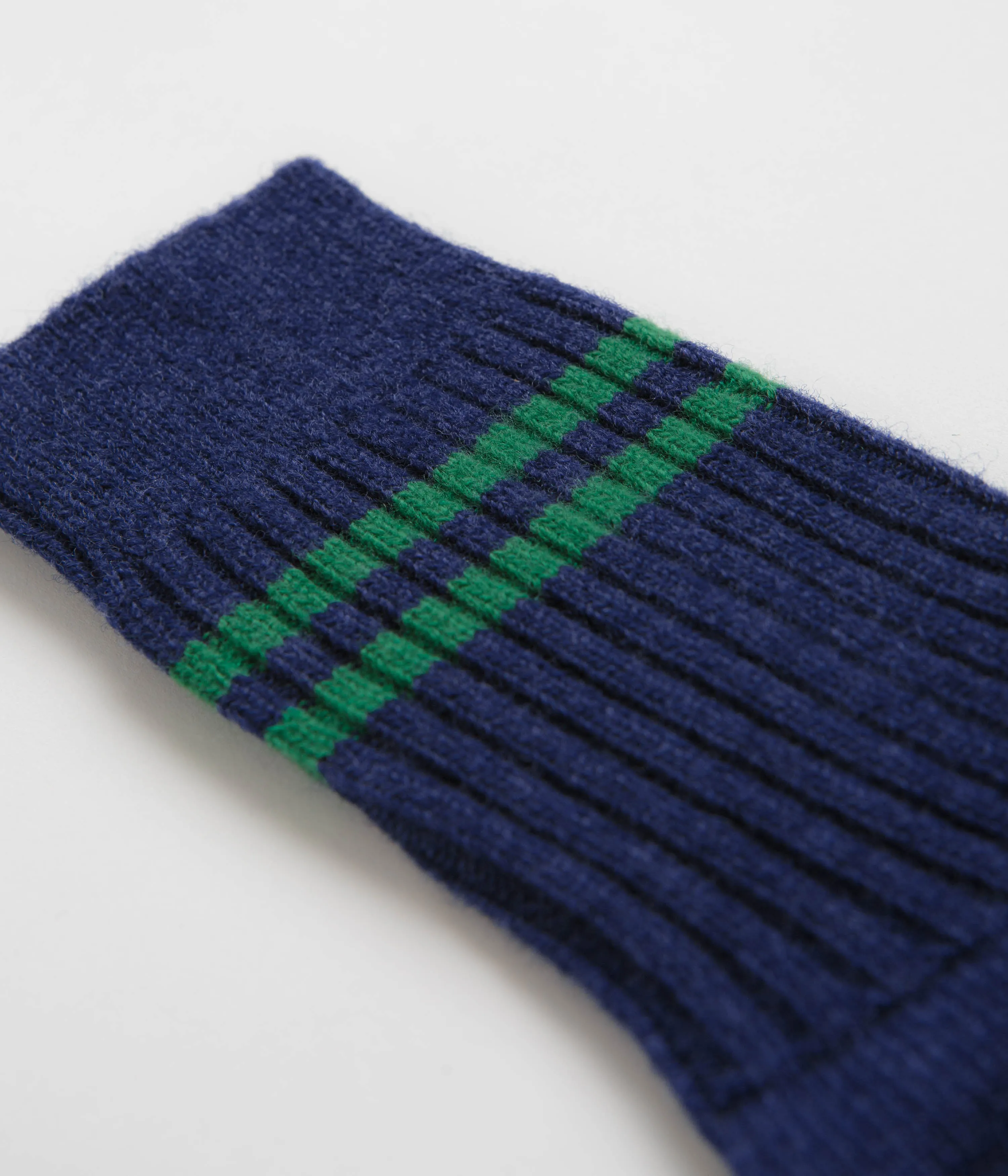 RoToTo Merino Lambswool Socks - Navy Blue / Green