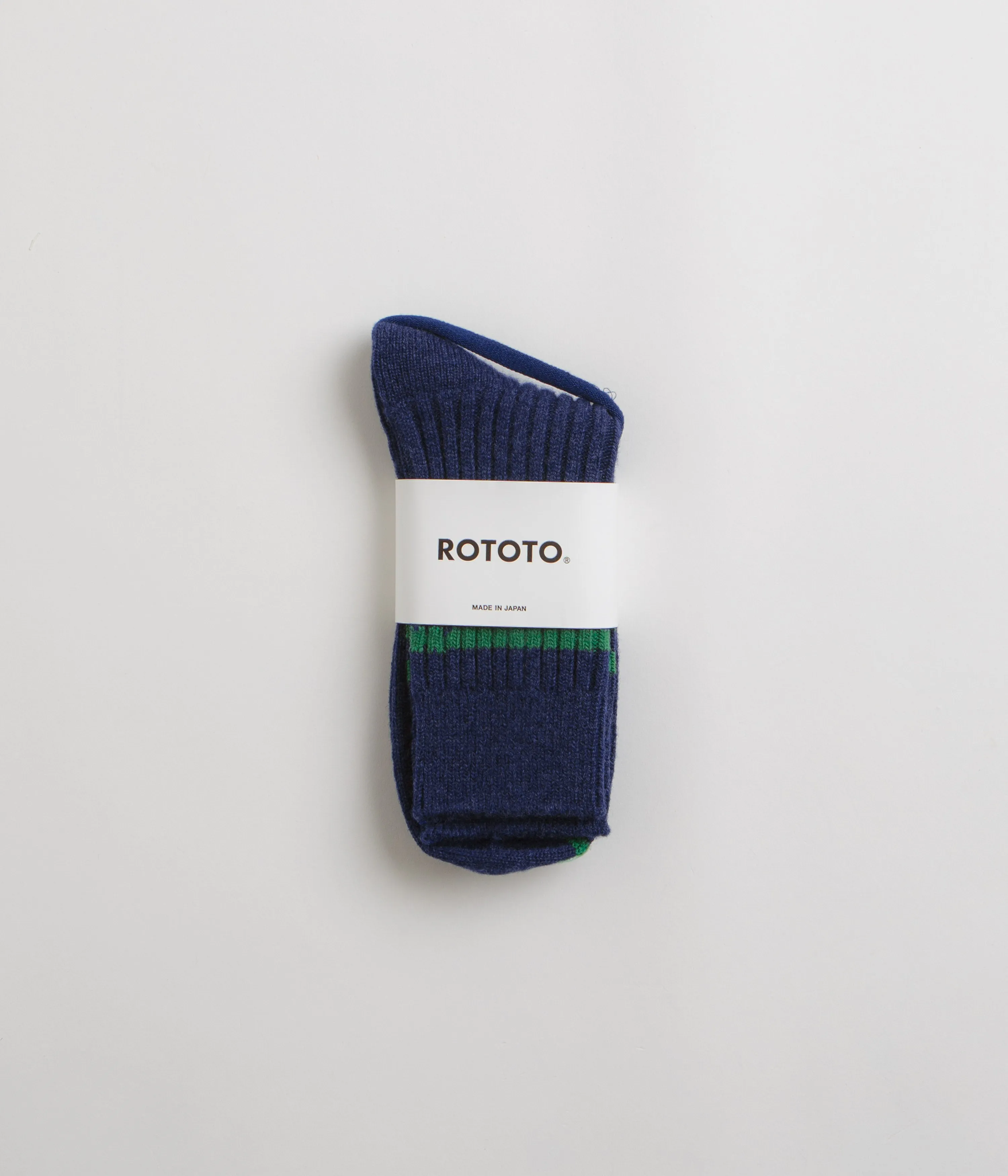 RoToTo Merino Lambswool Socks - Navy Blue / Green