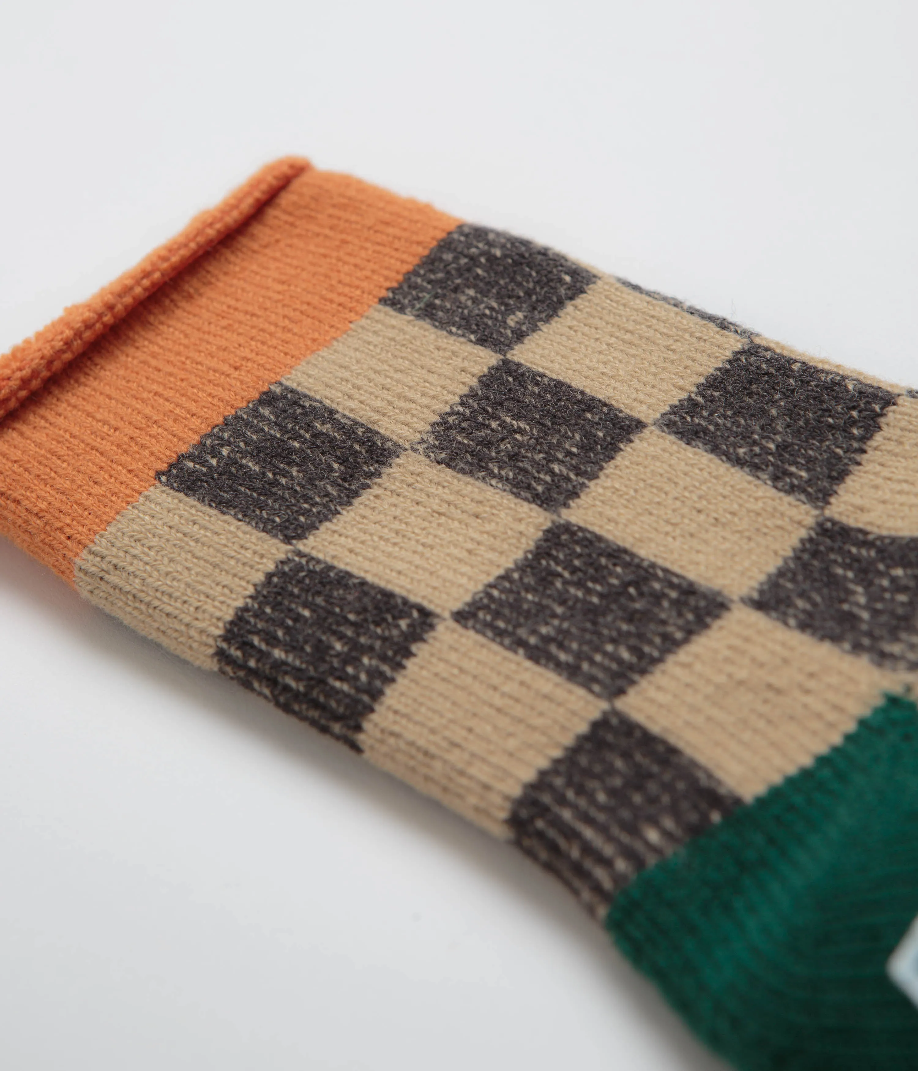 RoToTo Pile Room Socks - Light Orange / Dark Green