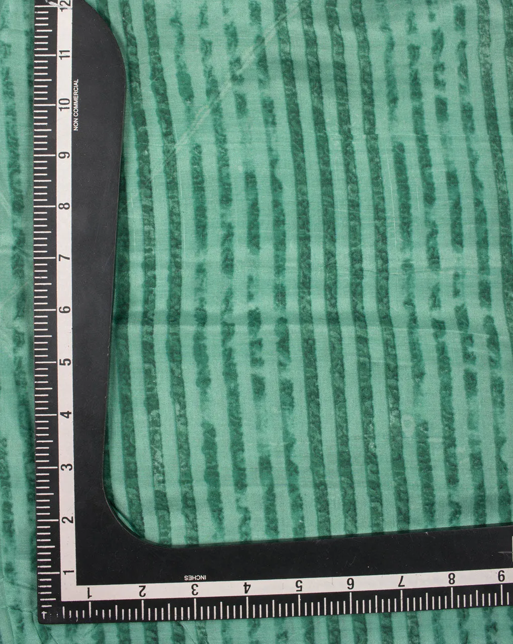 Sage Green Brown Stripes Discharge Screen Print Muslin Fabric