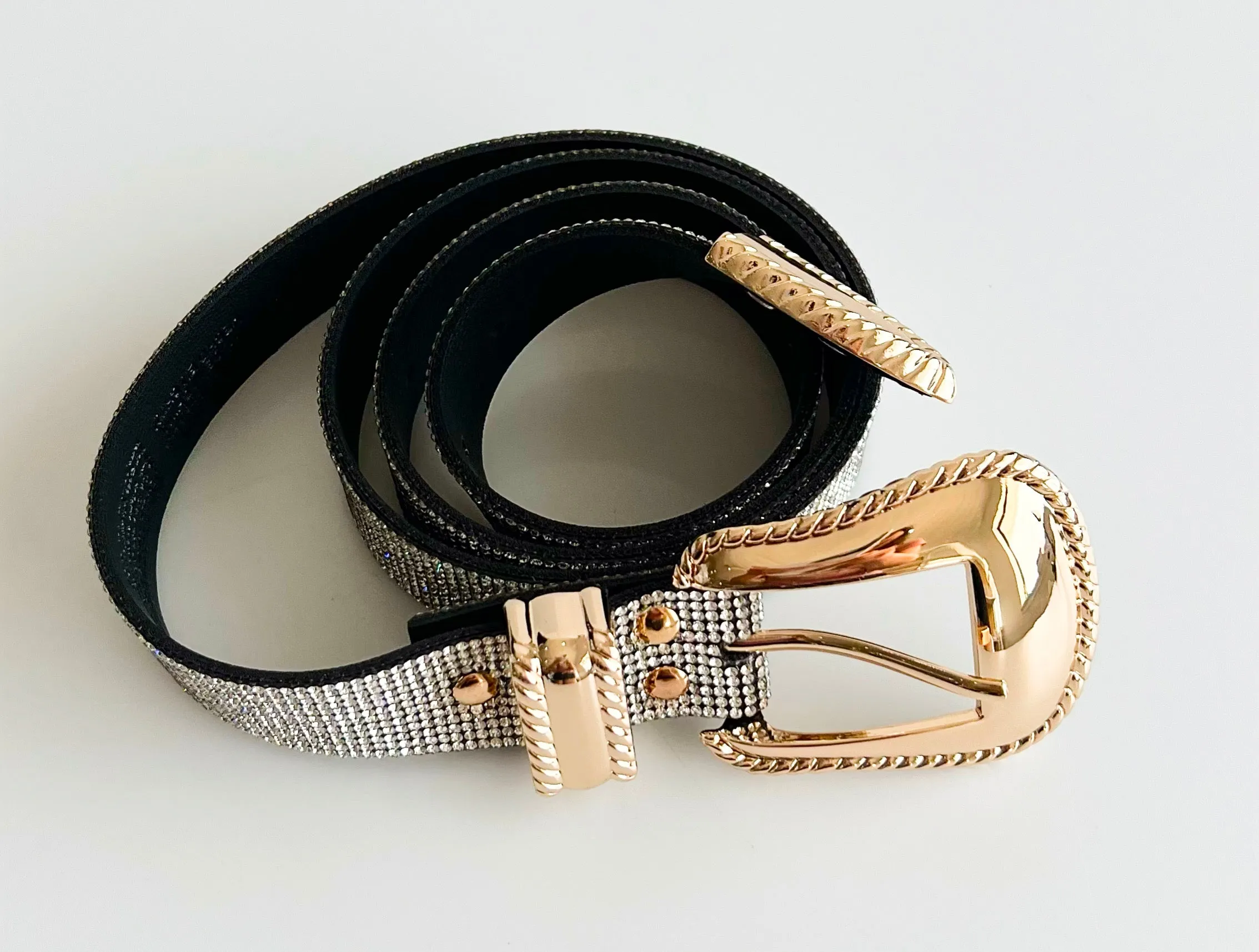 Shiny Rhinestone Strap Western Buckle Belt