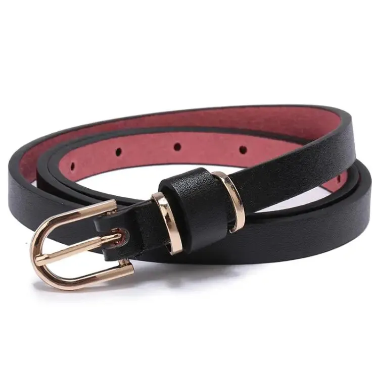 Skinny Solid PU Leather Dress Belt