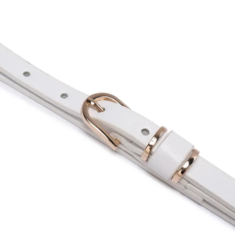 Skinny Solid PU Leather Dress Belt