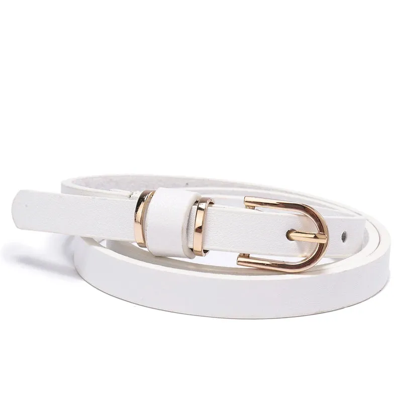 Skinny Solid PU Leather Dress Belt