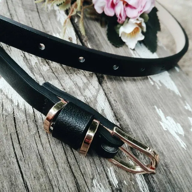 Skinny Solid PU Leather Dress Belt