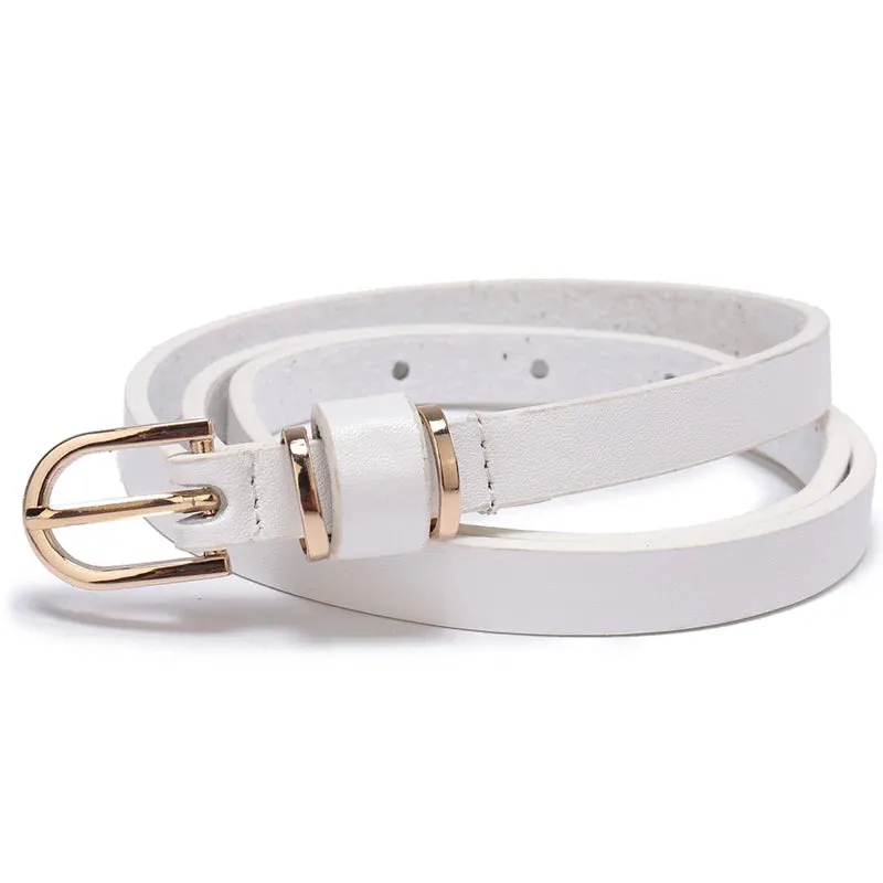 Skinny Solid PU Leather Dress Belt