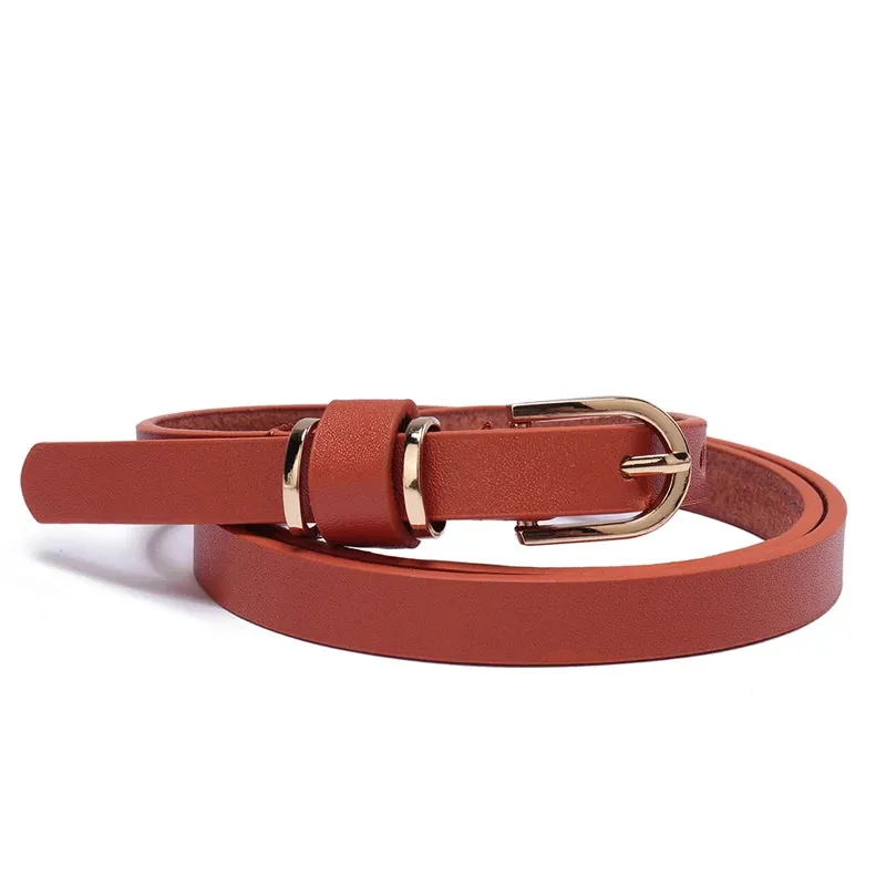 Skinny Solid PU Leather Dress Belt