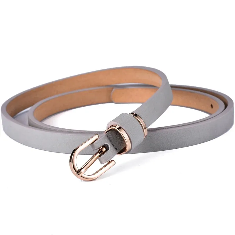 Skinny Solid PU Leather Dress Belt