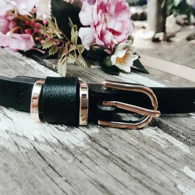 Skinny Solid PU Leather Dress Belt