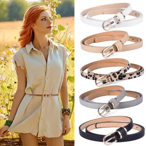 Skinny Solid PU Leather Dress Belt