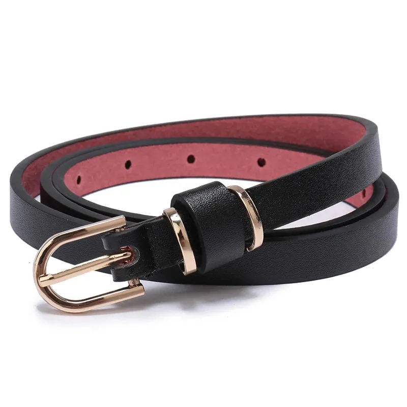 Skinny Solid PU Leather Dress Belt