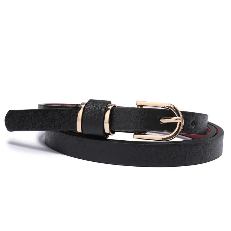 Skinny Solid PU Leather Dress Belt