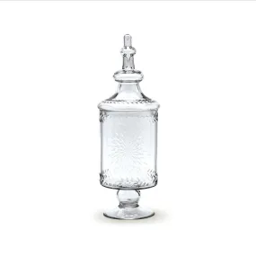 Small Hand-Etched Footed Apothecary Jars with Lid