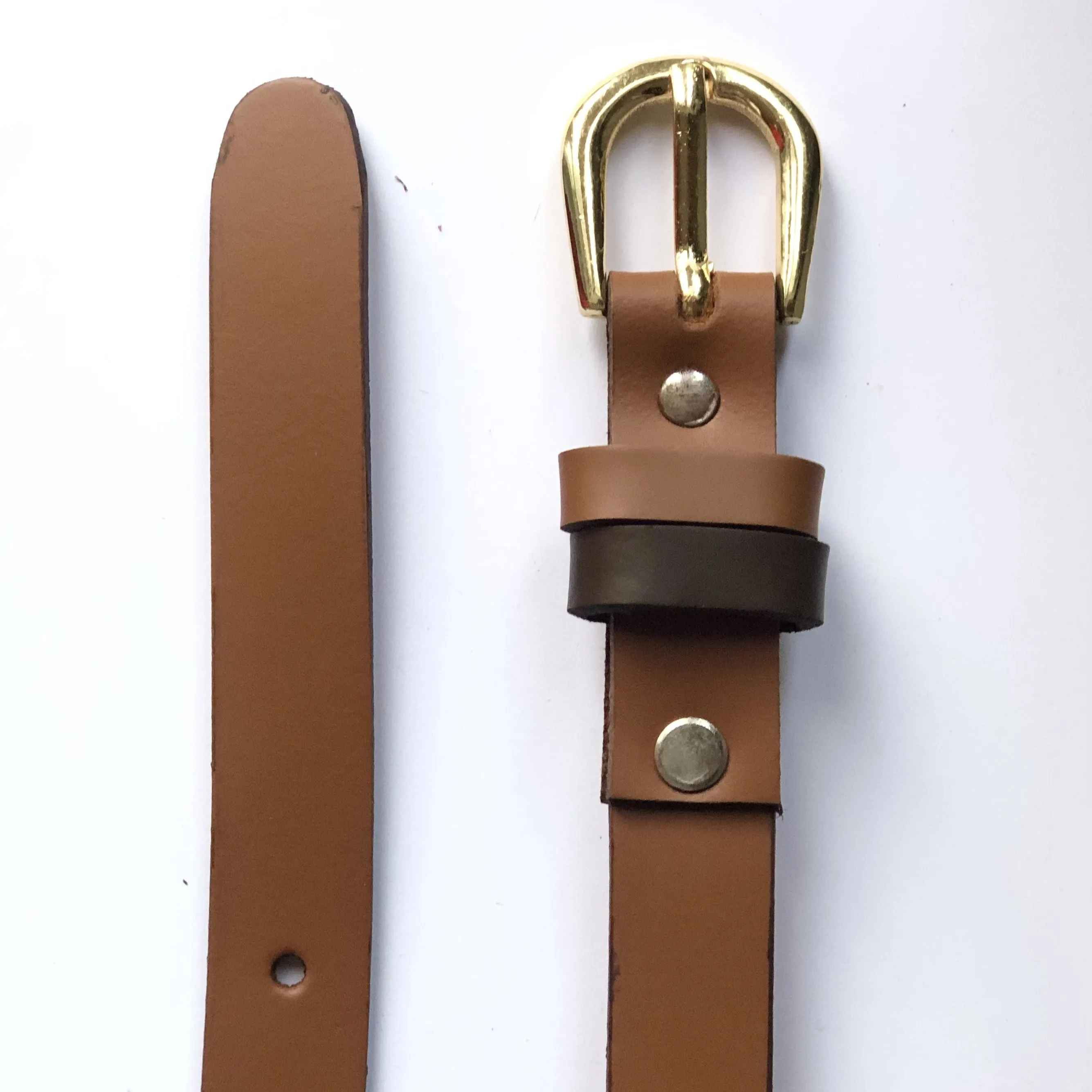 Smooth Skinny Leather  Ladies | Womens' Belt - Tan