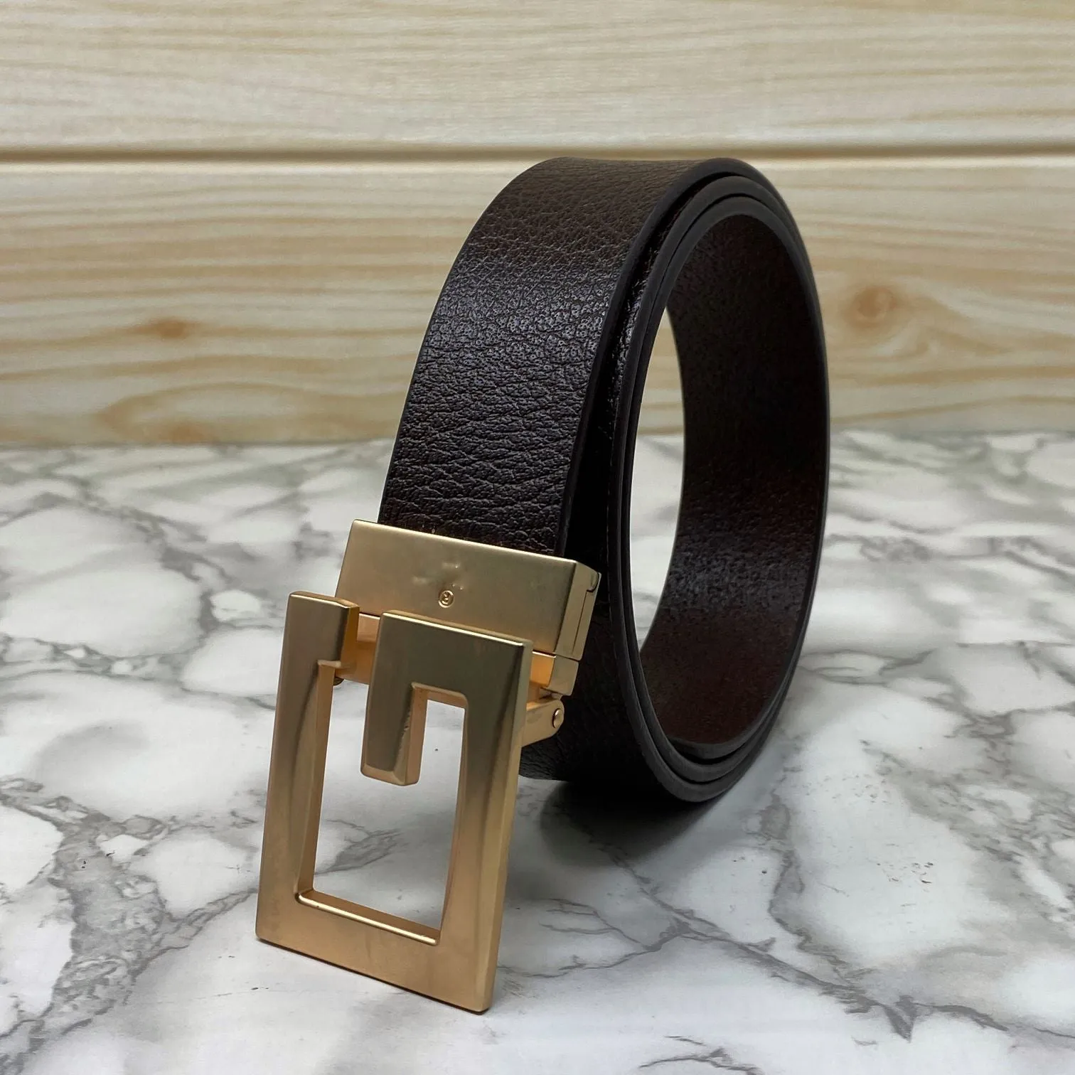 Square G-Section Leather Belt-JonasParamount