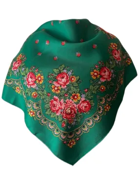 Traditional Polish Folk Head Scarf - Highlander Collection, Green